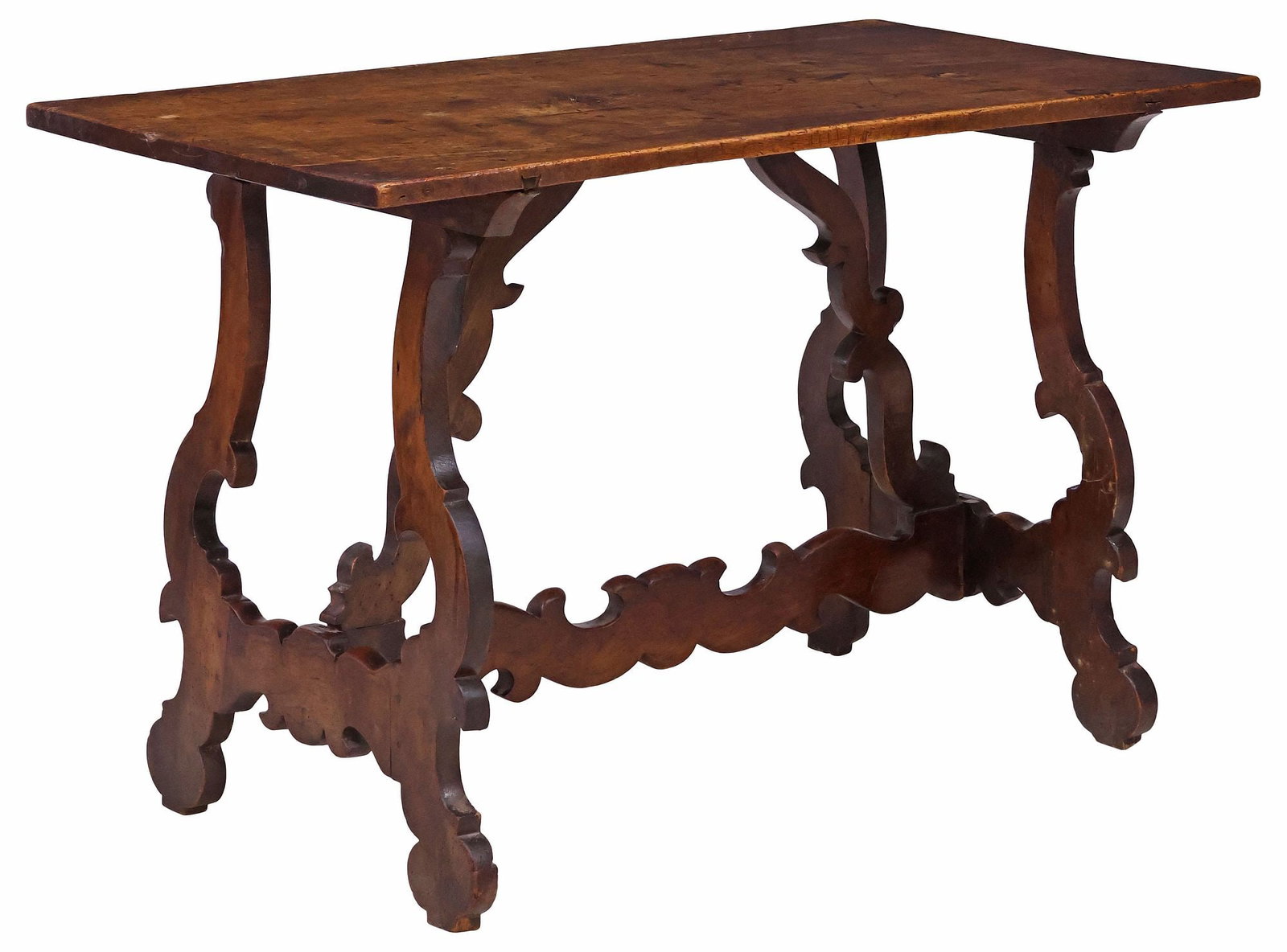 ITALIAN BAROQUE STYLE WALNUT SINGLE-BOARD TOP LIBRARY TABLE (1 of 4)