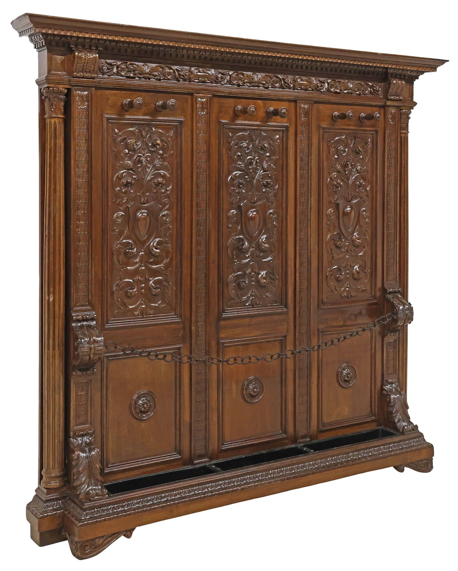 ITALIAN RENAISSANCE REVIVAL CARVED WALNUT HALL TREE (1 of 8)