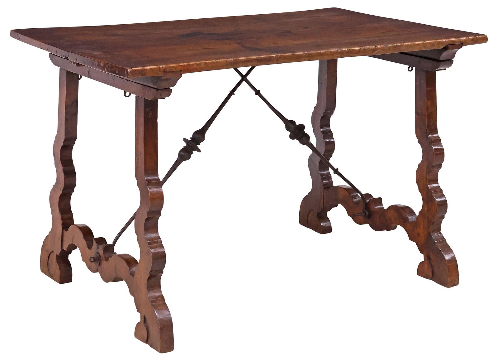 SPANISH BAROQUE STYLE WALNUT TRESTLE-SUPPORT WRITING TABLE (1 of 4)