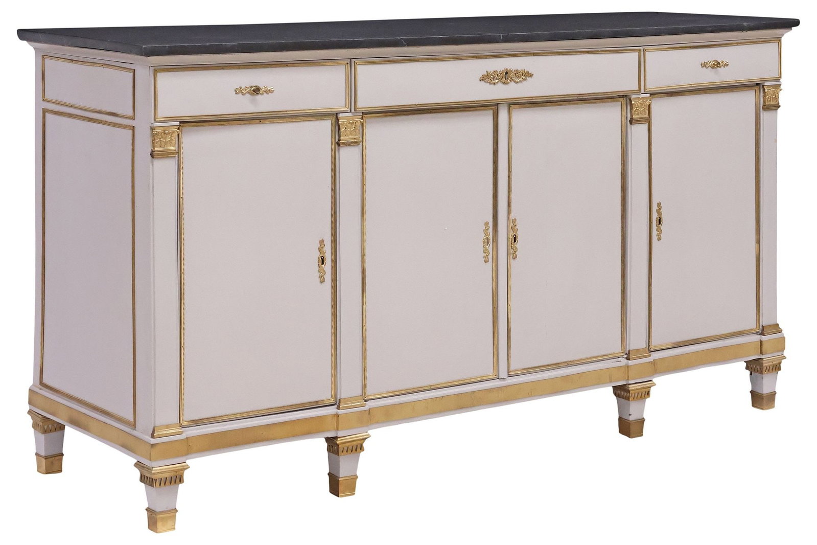 FRENCH EMPIRE STYLE MARBLE-TOP PAINT-DECORATED SIDEBOARD (1 of 6)