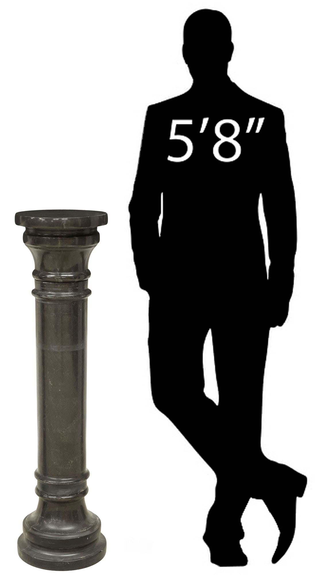 BLACK MARBLE DISPLAY PEDESTAL / PLANT STAND: Black marble display pedestal/ plant stand, 20th c., having round top, over cylindrical column, rising on round base, approx 40.25"h, 10 1/8"diam