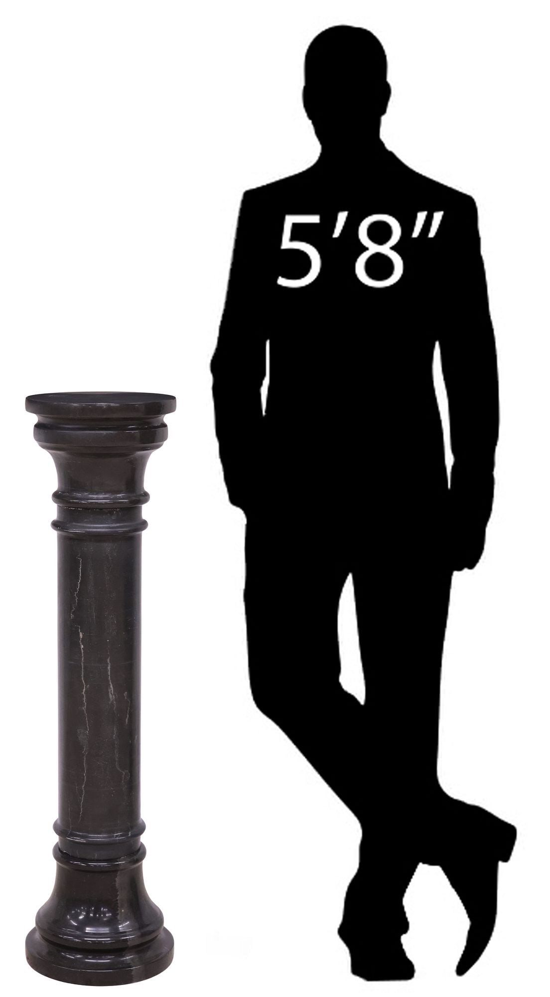 BLACK MARBLE DISPLAY PEDESTAL / PLANT STAND: Black marble display pedestal/ plant stand, 20th c., having round top, over cylindrical column, rising on round base, approx 40 1/8"h, 10 1/8"diam