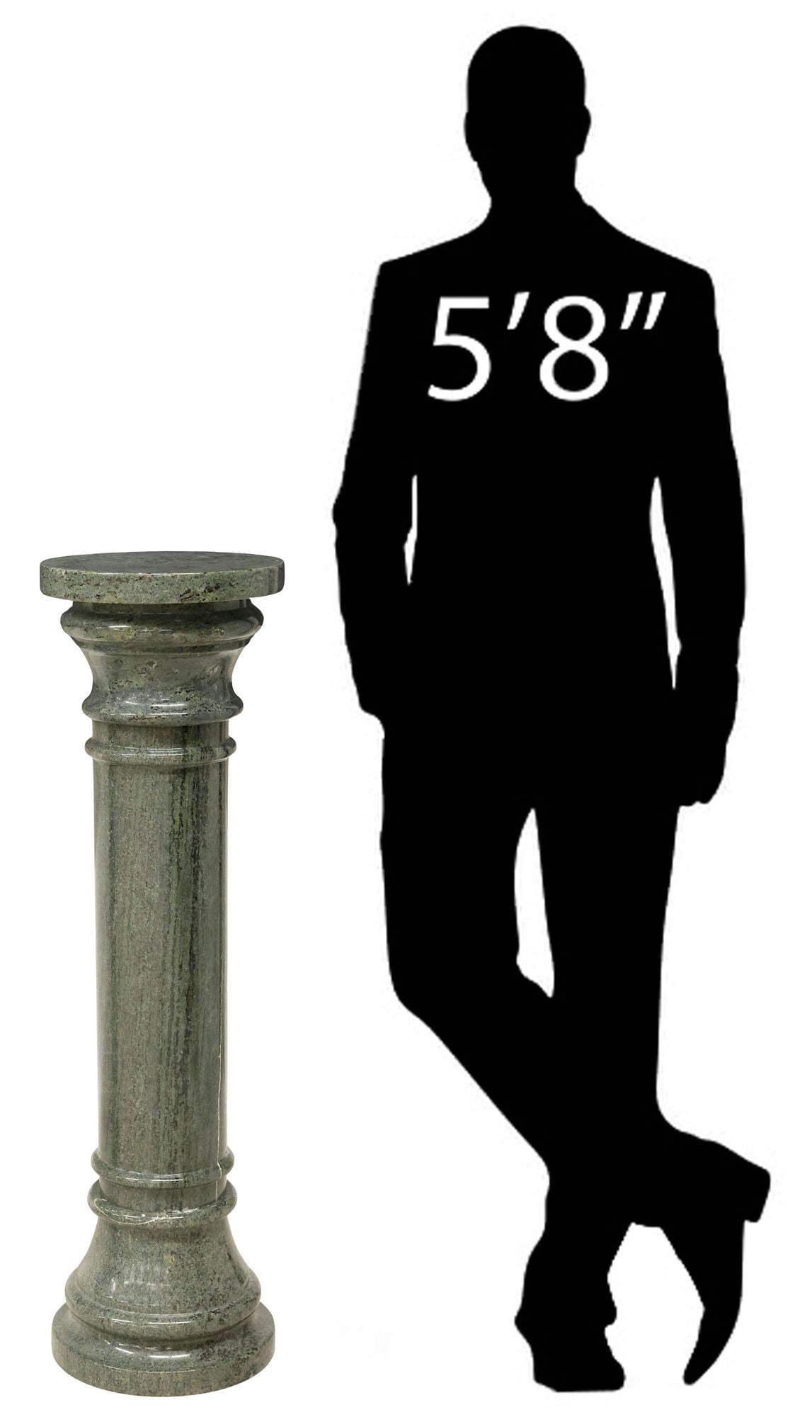 COLUMNAR GRANITE DISPLAY PEDESTAL / PLANT STAND: Granite display pedestal/ plant stand, 20th c., having circular top, over cylindrical column, rising on round base, approx 40.5"h, 11.5"diam