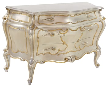 ITALIAN ROCOCO STYLE SILVER-GILT 3-DRAWER COMMODE