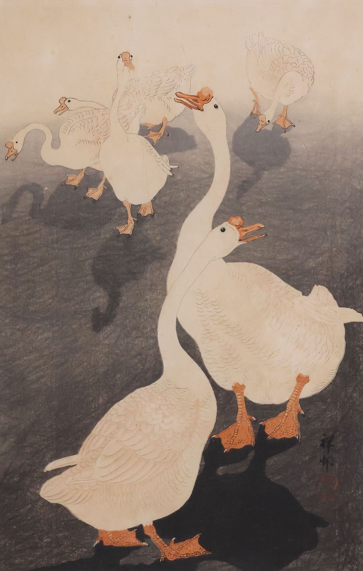 OHARA SHOSON (1877-1945) JAPANESE WOODBLOCK OF GEESE (1 of 6)