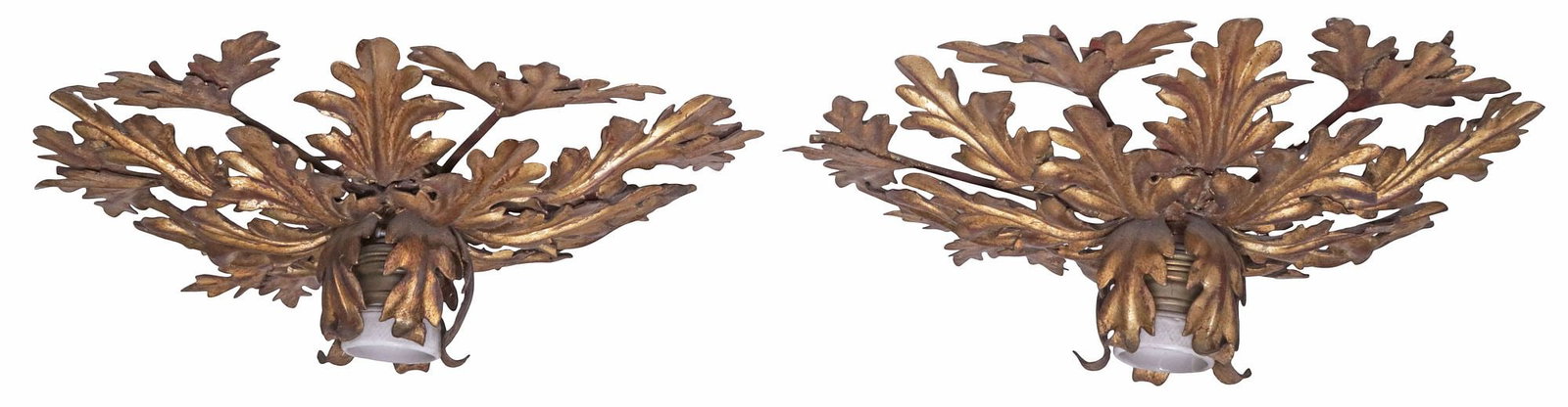 (2) ITALIAN GILT-IRON LEAF-FORM CEILING LIGHTS (1 of 4)