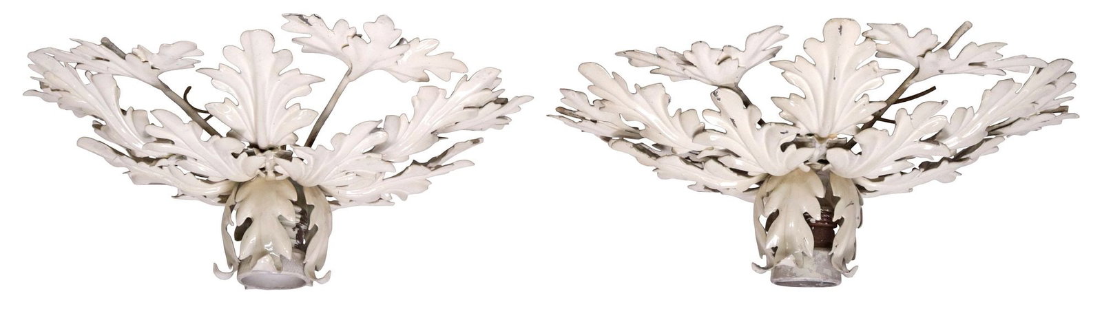 (2) ITALIAN WHITE-PAINTED IRON LEAF-FORM CEILING LIGHTS (1 of 4)