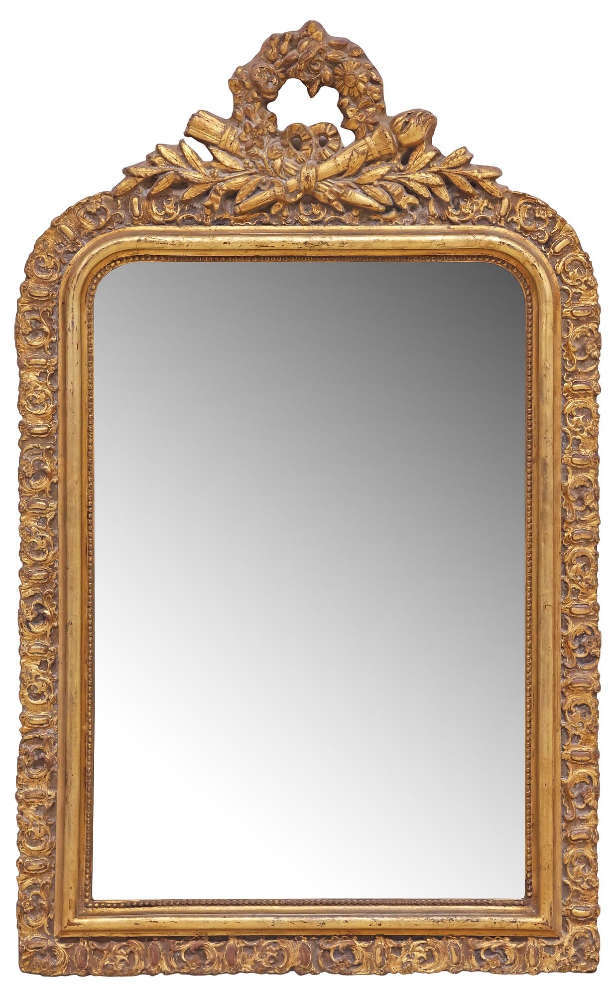 FRENCH LOUIS XVI STYLE GILTWOOD WALL MIRROR (1 of 3)
