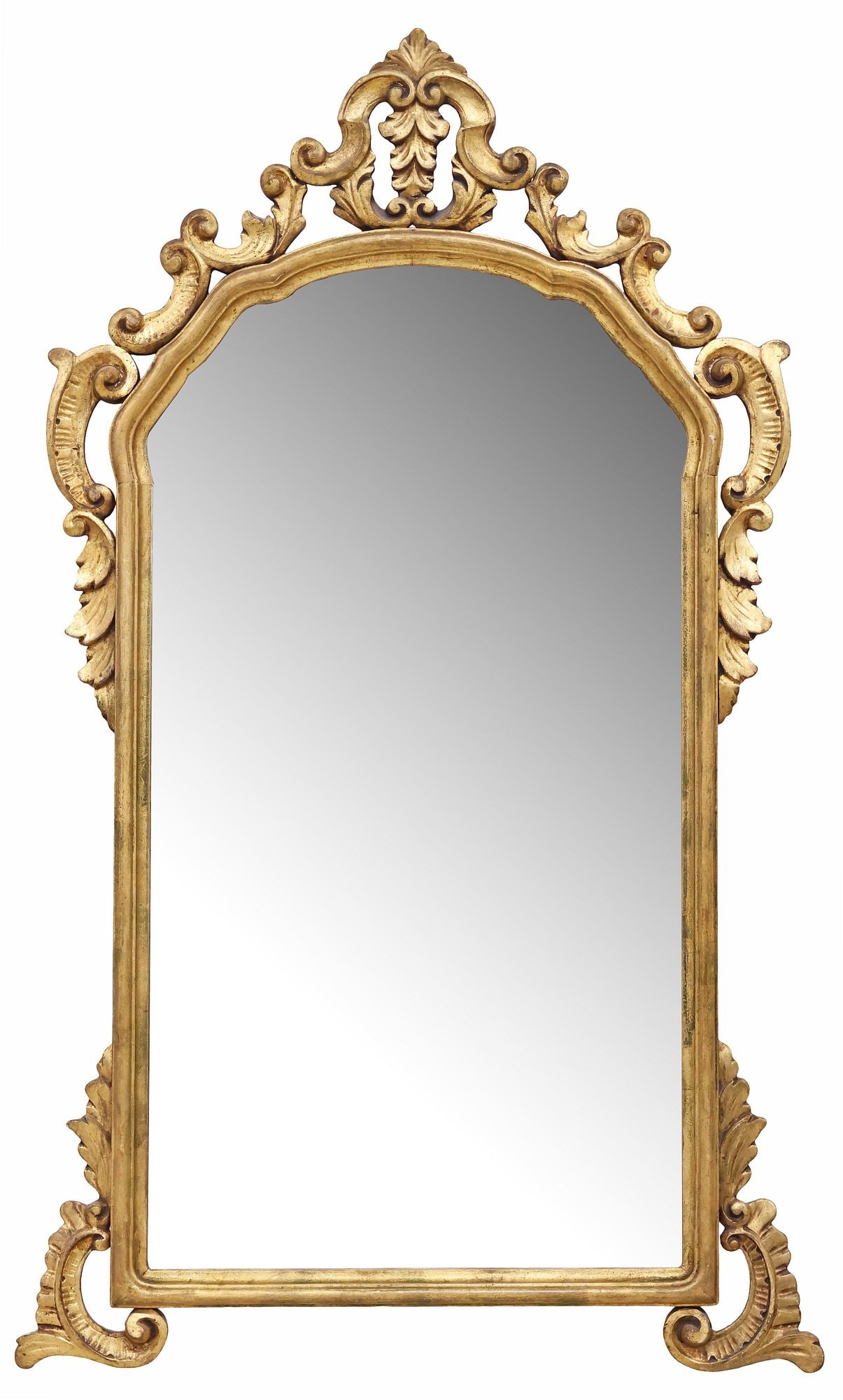 FRENCH LOUIS XVI STYLE SCROLLED GILTWOOD WALL MIRROR (1 of 3)