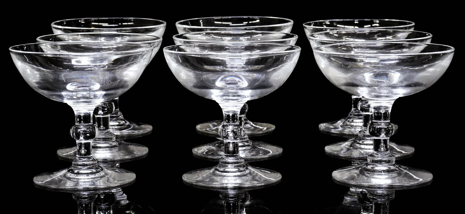 (9) FREDERICK CARDER (D.1963) FOR STEUBEN CRYSTAL CHAMPAGNE COUPES #6268 (1 of 3)