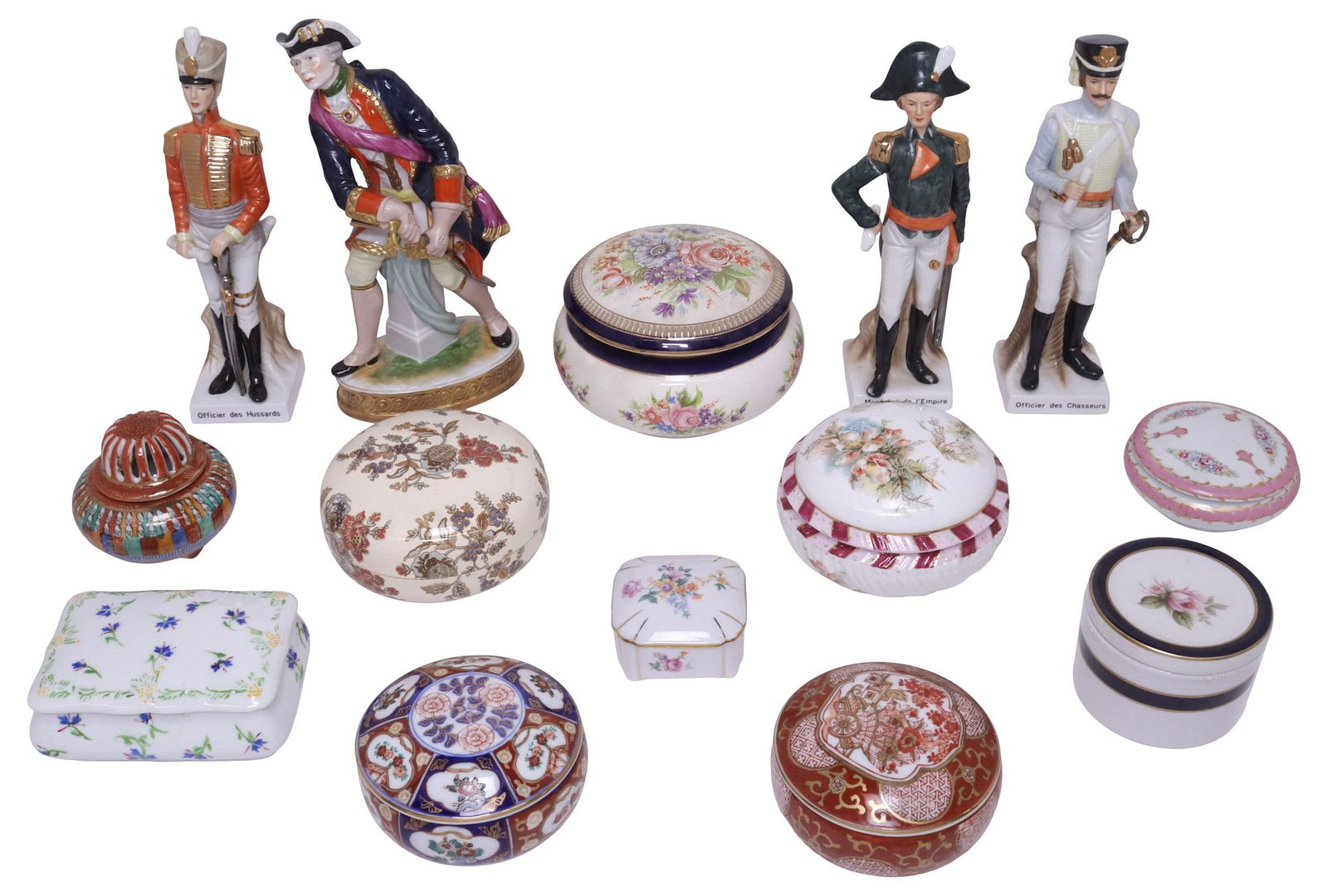 (14) CONTINENTAL & CHINESE PORCELAIN TABLE ARTICLES, BOXES & FIGURES (1 of 11)