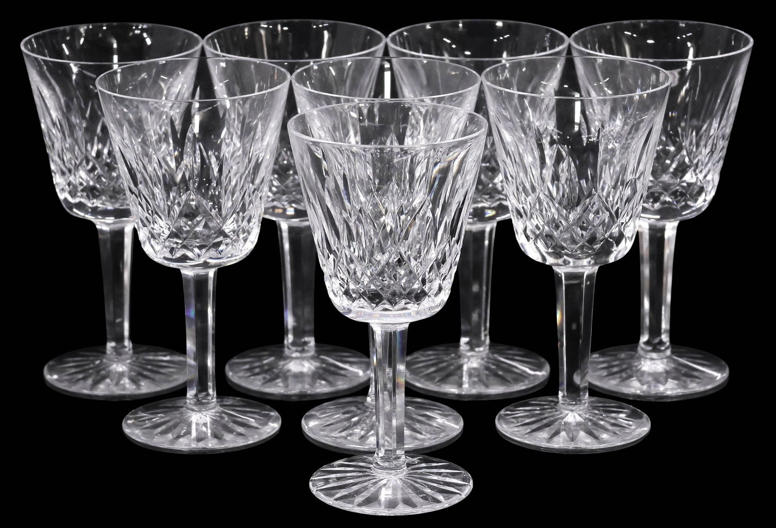 (8) WATERFORD 'LISMORE' CUT CRYSTAL CLARET WINE GLASSES (1 of 4)