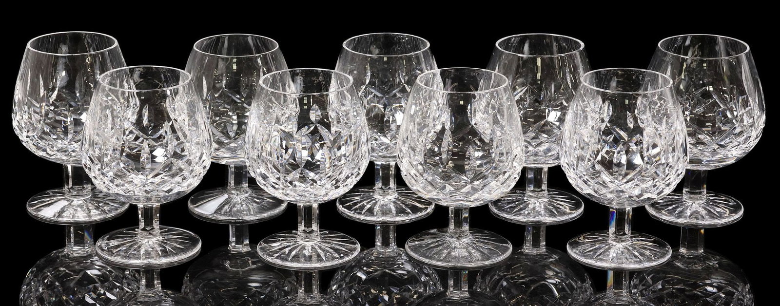 (9) WATERFORD 'LISMORE' CUT CRYSTAL BRANDY SNIFTER GLASSES (1 of 4)