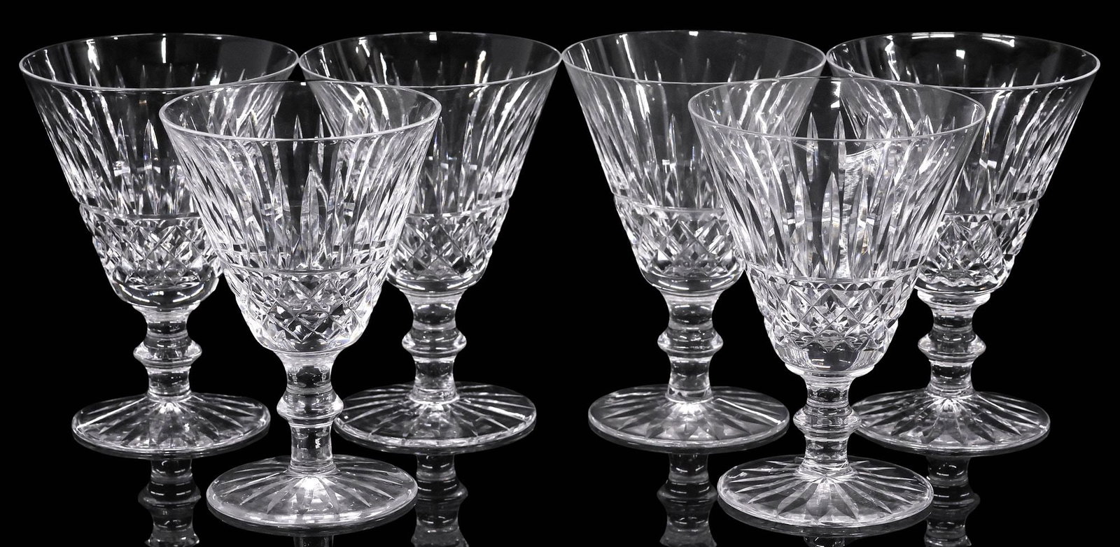 (6) WATERFORD 'TRAMORE' CUT CRYSTAL WATER GOBLETS (1 of 4)