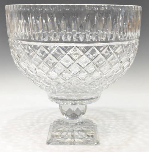 Large Polish Cut Crystal Pedestal Punch Bowl