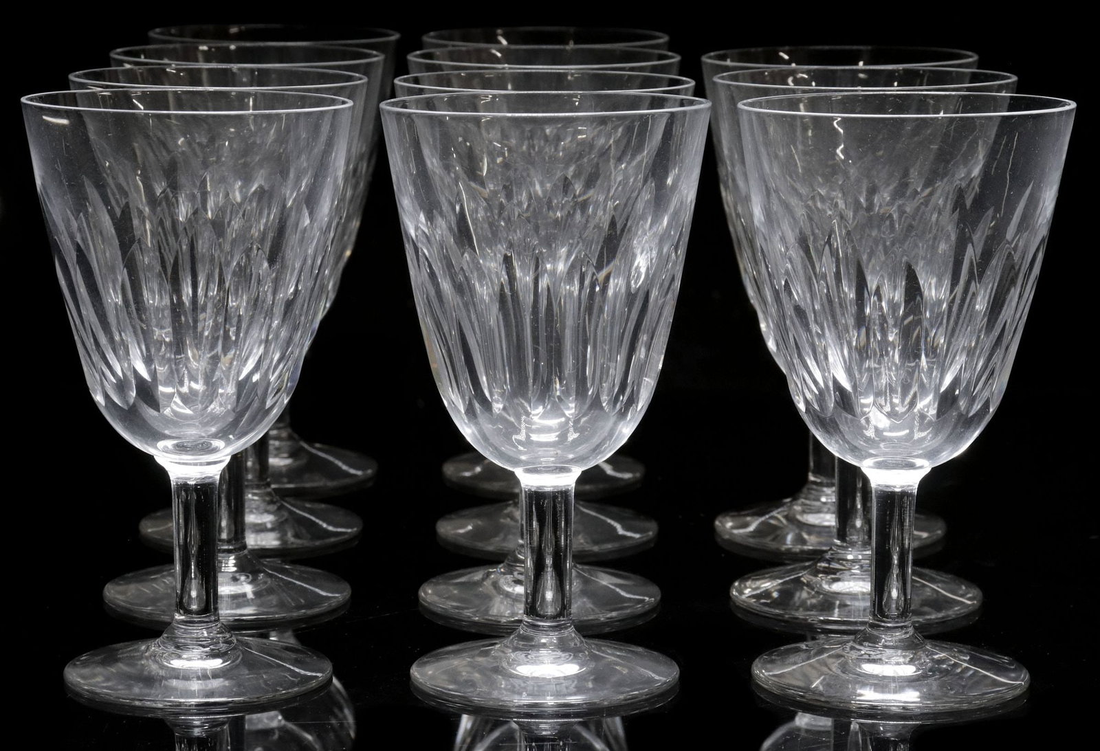 (11) BACCARAT 'LORRAINE' CUT CRYSTAL CLARET WINE GLASSES (1 of 3)