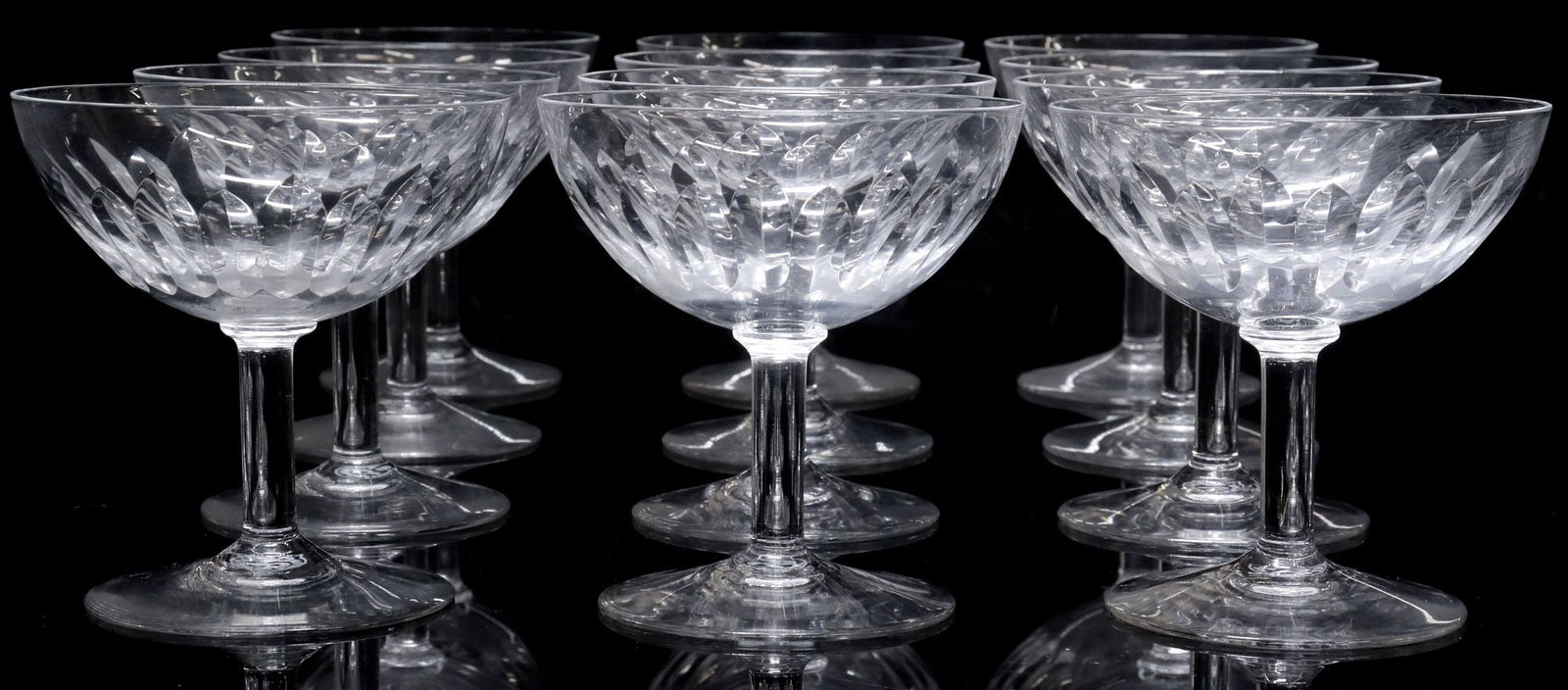 (12) BACCARAT 'LORRAINE' CUT CRYSTAL CHAMPAGNE COUP/ TALL SHERBET (1 of 3)