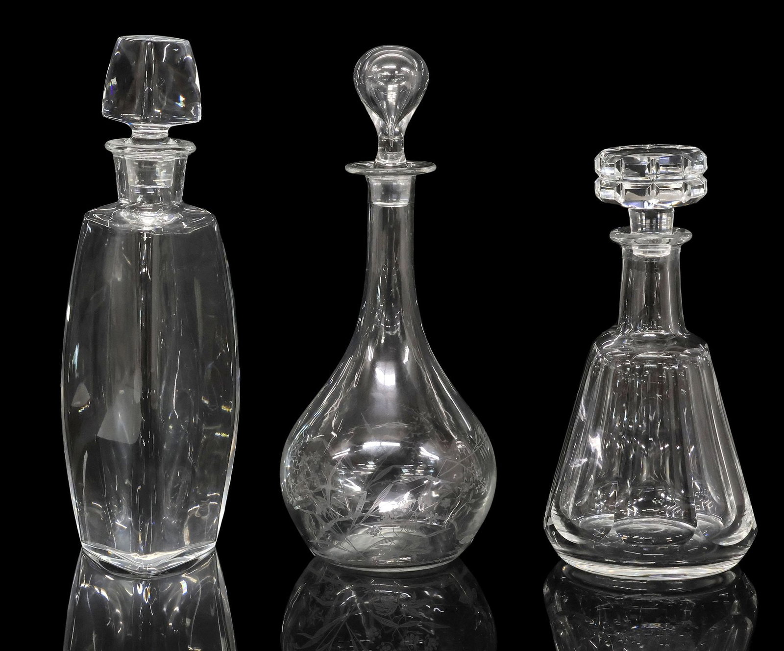 (3) BACCARAT DECANTERS, TALLYRAND, VOSGES & VINTAGE ETCHED MODEL (1 of 3)