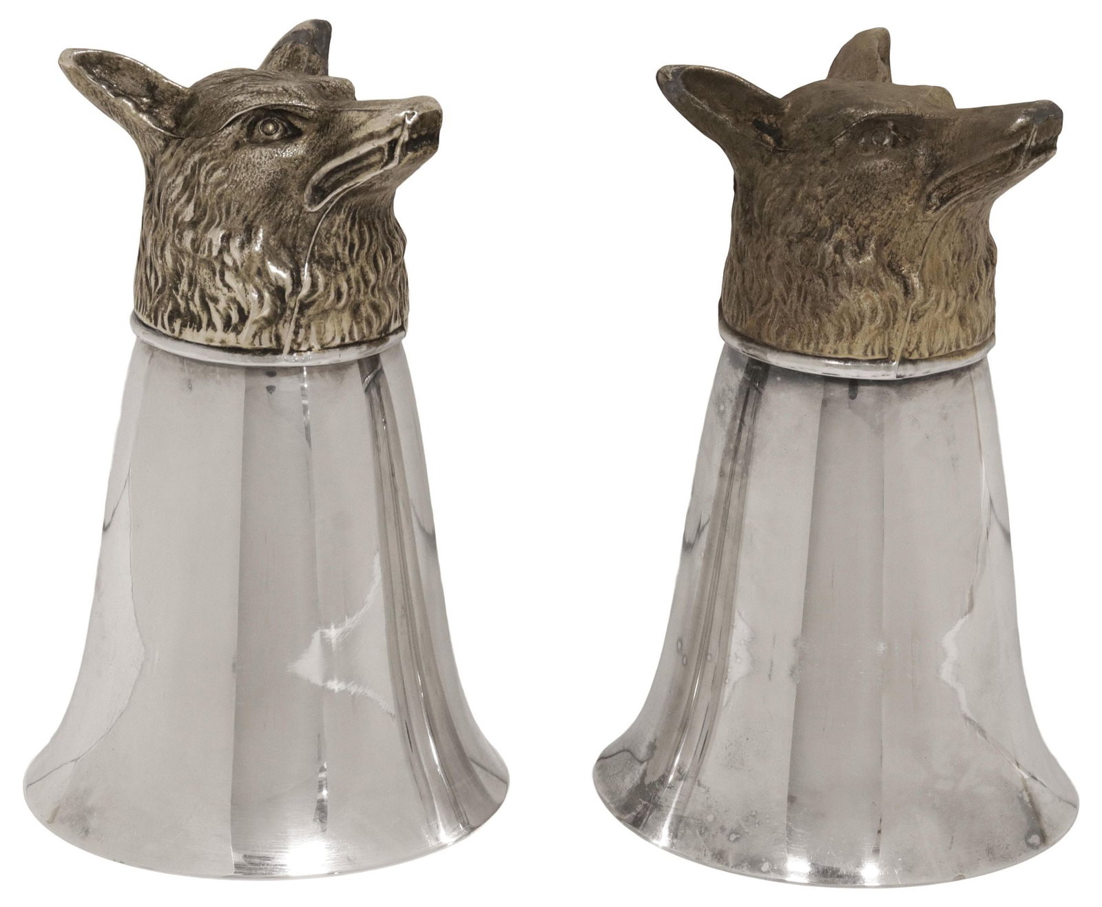 (2) CONTINENTAL SILVERPLATE WOLF HEAD STIRRUP / HUNT CUPS (1 of 4)