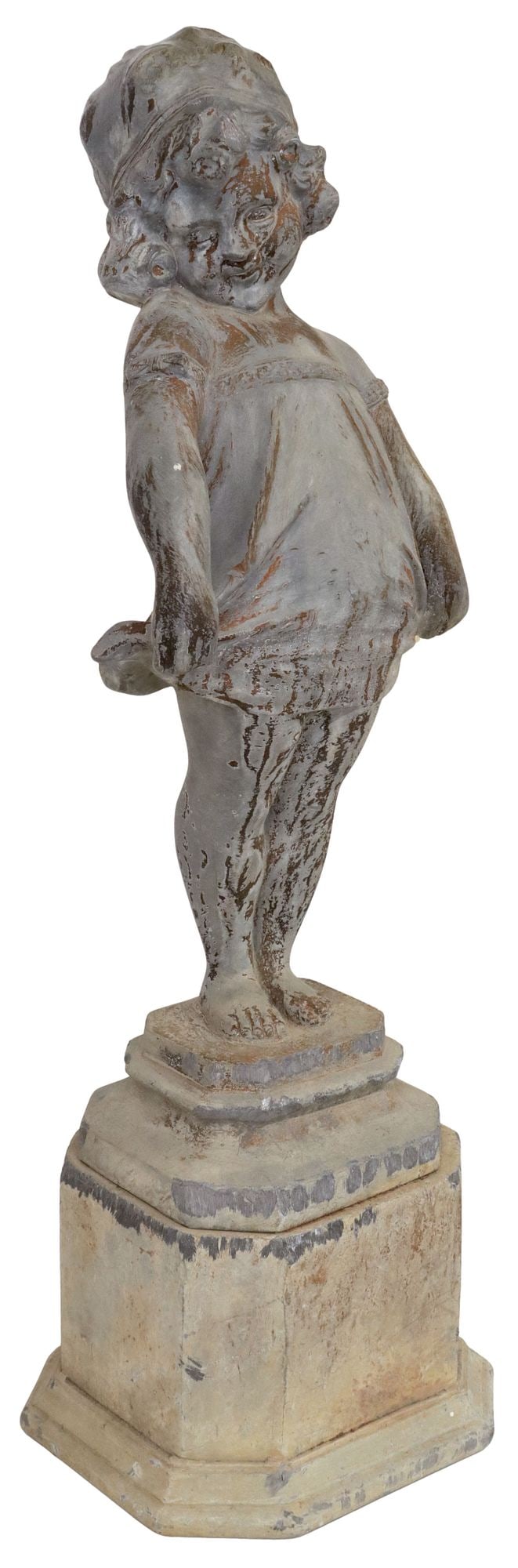 AFTER AUGUSTE MOREAU PATINATED METAL SCULPTURE, GIRL WITH CURLY HAIR (1 of 4)
