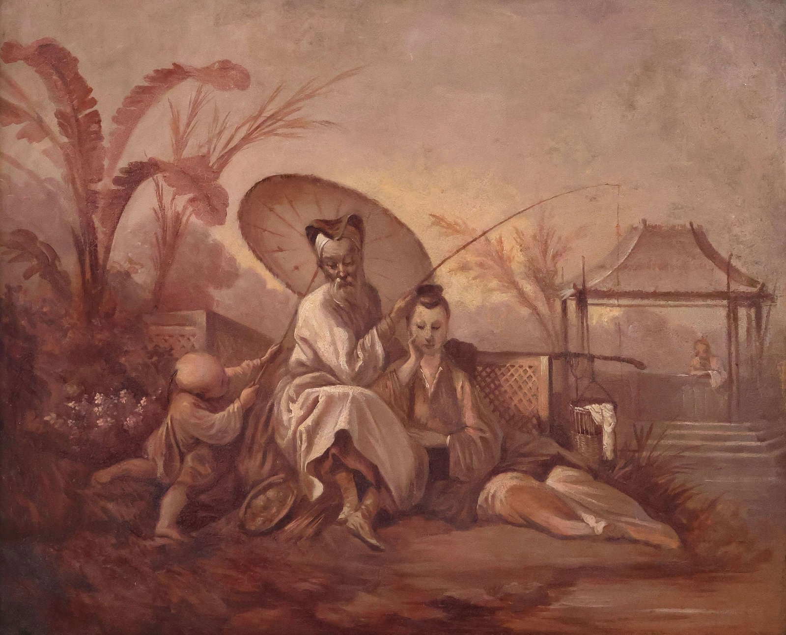 AFTER FRANCOIS BOUCHER (1703-1770) FRAMED OIL PAINTING, 'CHINOISERIE' (1 of 3)