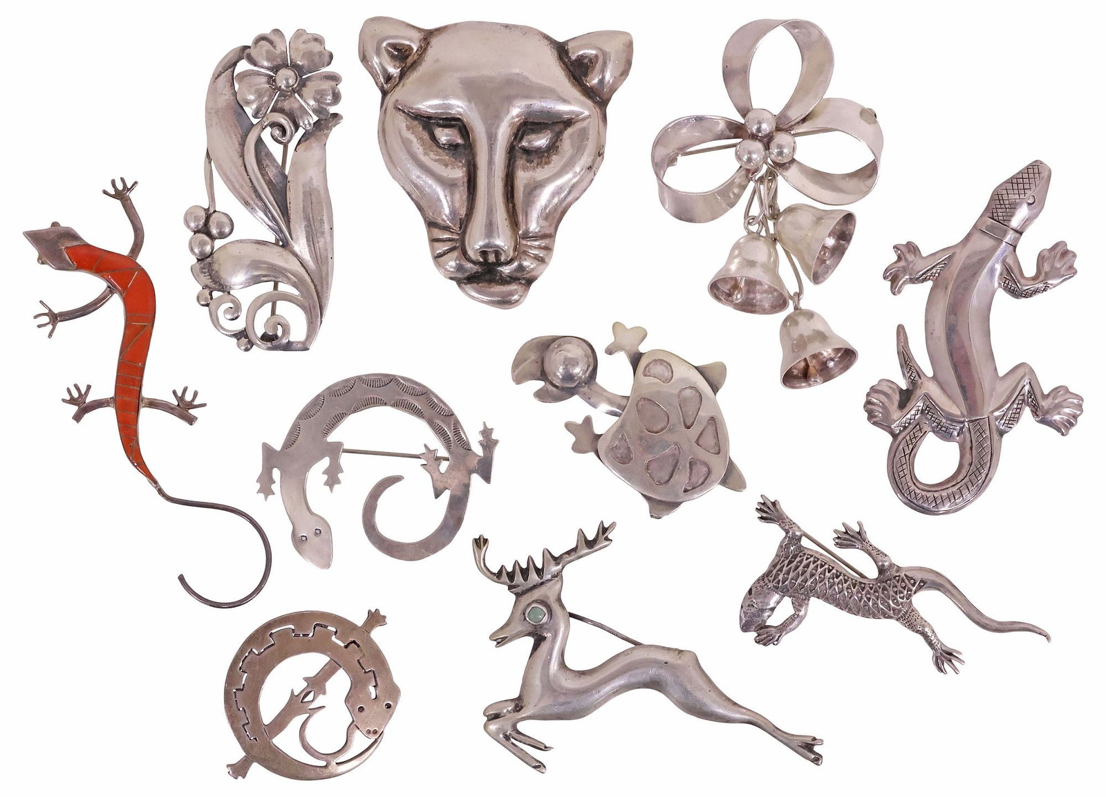 (10) NATIVE AMERICAN & TAXCO MEXICO STERLING SILVER BROOCHES (1 of 8)