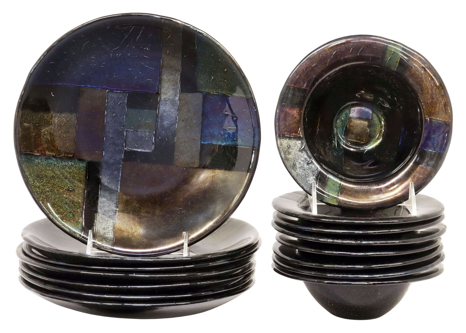 (14) PAUL HATHCOAT (20TH C.) FOR HATHCOAT STUDIOS FUSED ART GLASS PLATES & BOWLS (1 of 5)