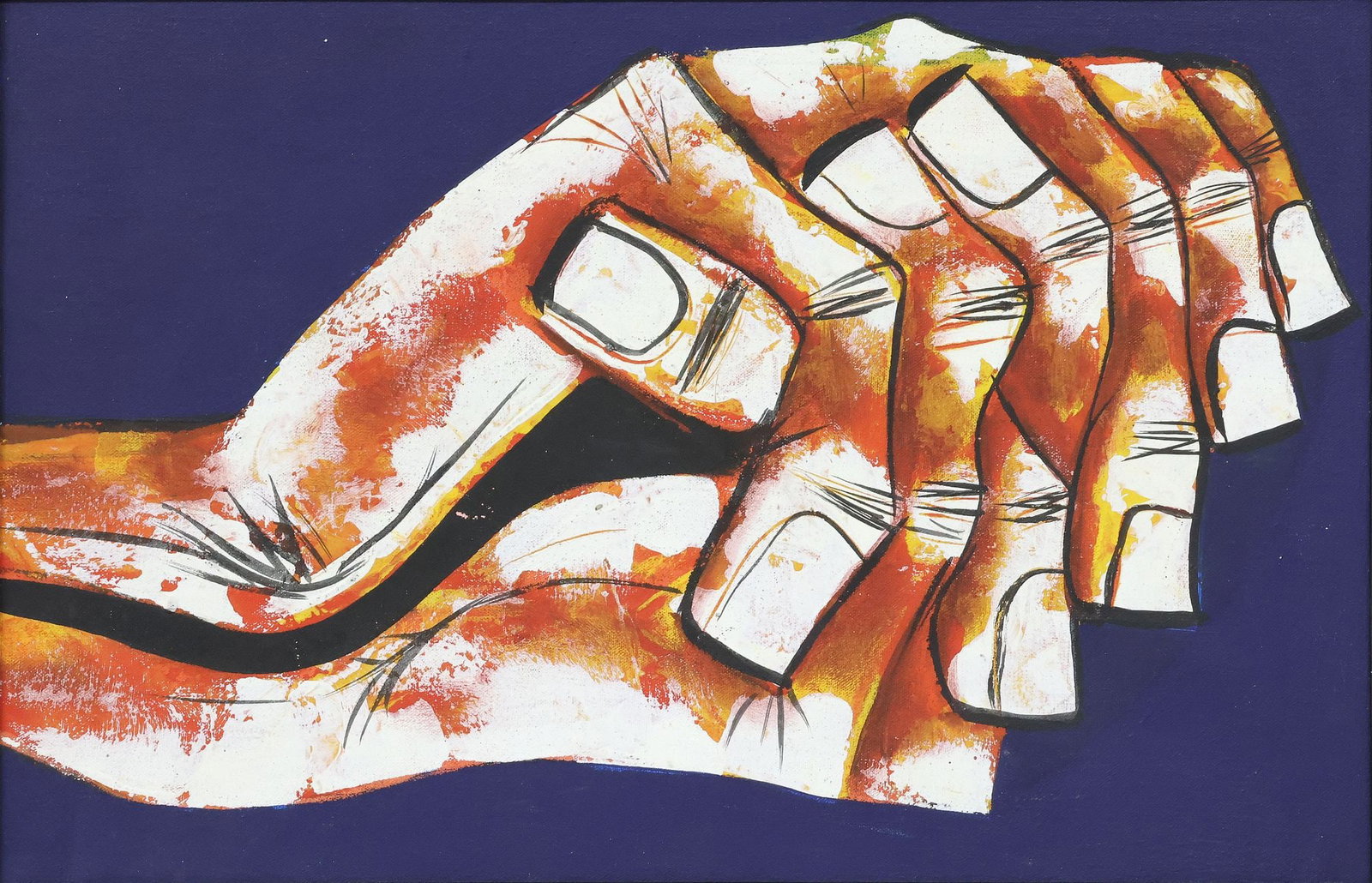 MANNER OF EDUARDO KINGMAN (ECUADORIAN, D.1998) PAINTING, CLASPED HANDS (1 of 3)