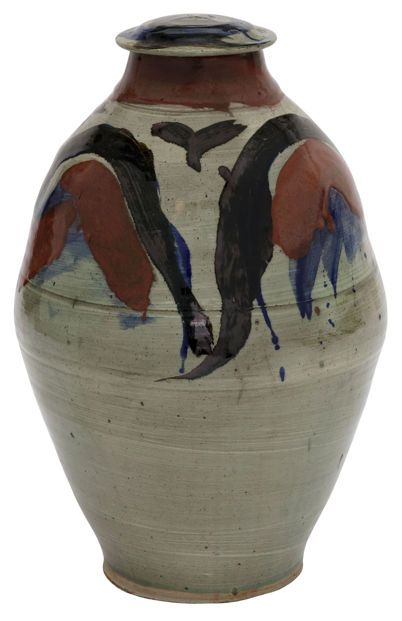 LARGE MODERN STUDIO ART POTTERY COVERED FLOOR VASE, 25"H (1 of 5)