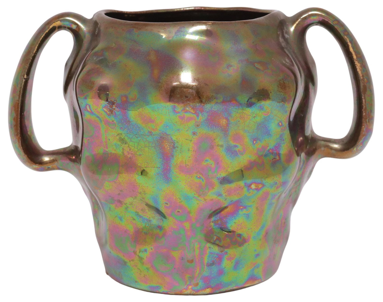 J.B. OWENS COMPANY 'FEROZA' METALLIC-GLAZED STUDIO ART POTTERY VASE (1 of 4)