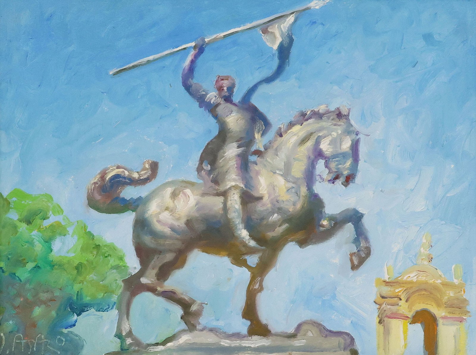 JOHN ASARO (CALIFORNIA, B.1937) OIL PAINTING, 'EL CID - BALBOA PARK' (1 of 4)