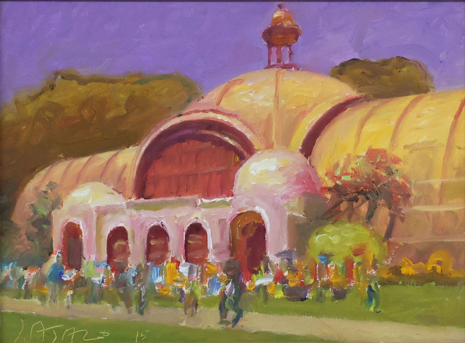 JOHN ASARO (CALIFORNIA, B.1937) OIL PAINTING, 'BALBOA PARK BOTANICAL' (1 of 4)