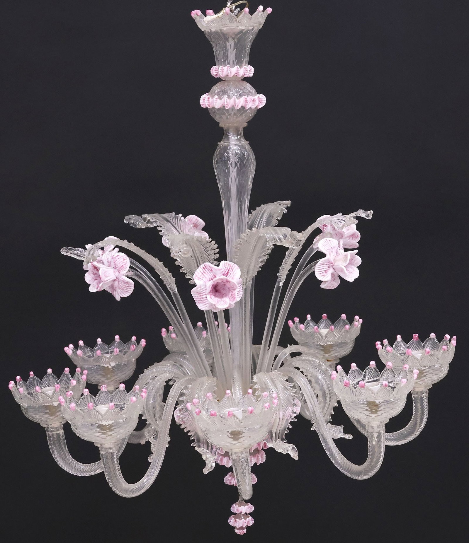 ITALIAN MURANO ART GLASS FLORAL 8-LIGHT CHANDELIER (1 of 5)