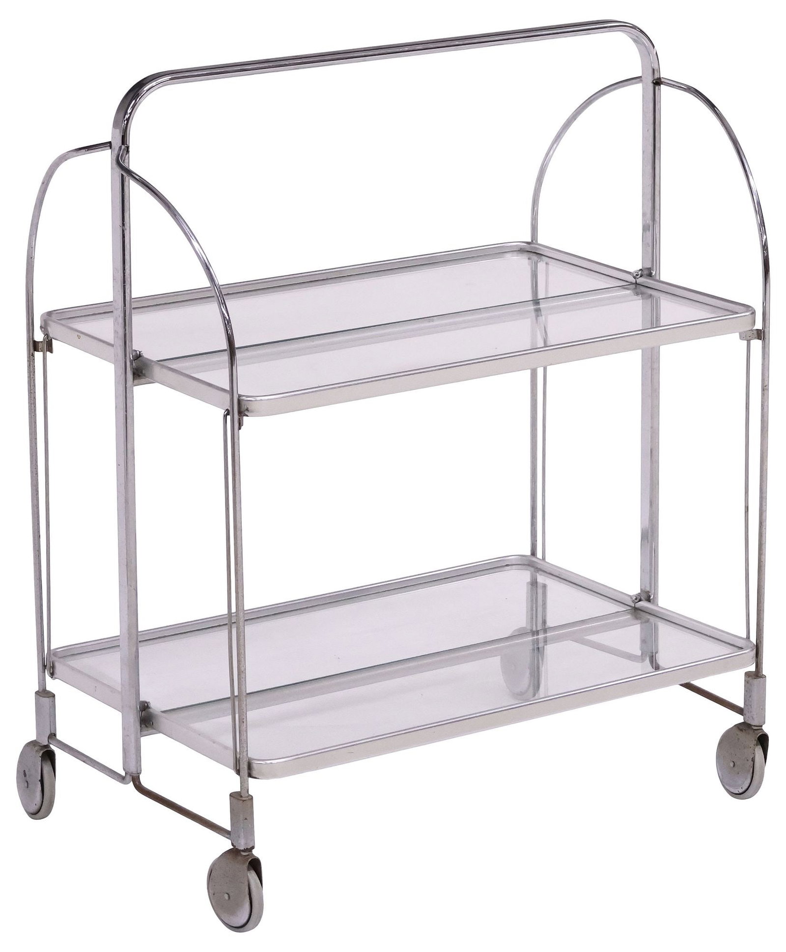 MID-CENTURY MODERN 'DINETT' GLASS & CHROMED METAL FOLDABLE BAR CART (1 of 4)
