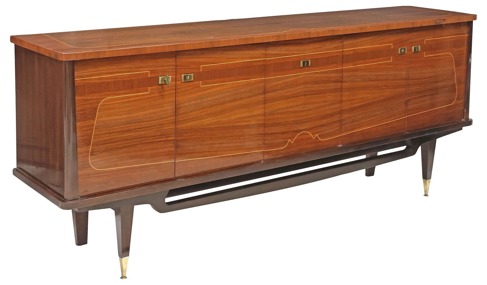 FRENCH MID-CENTURY MODERN LACQUERED & INLAID ROSEWOOD SIDEBOARD (1 of 6)