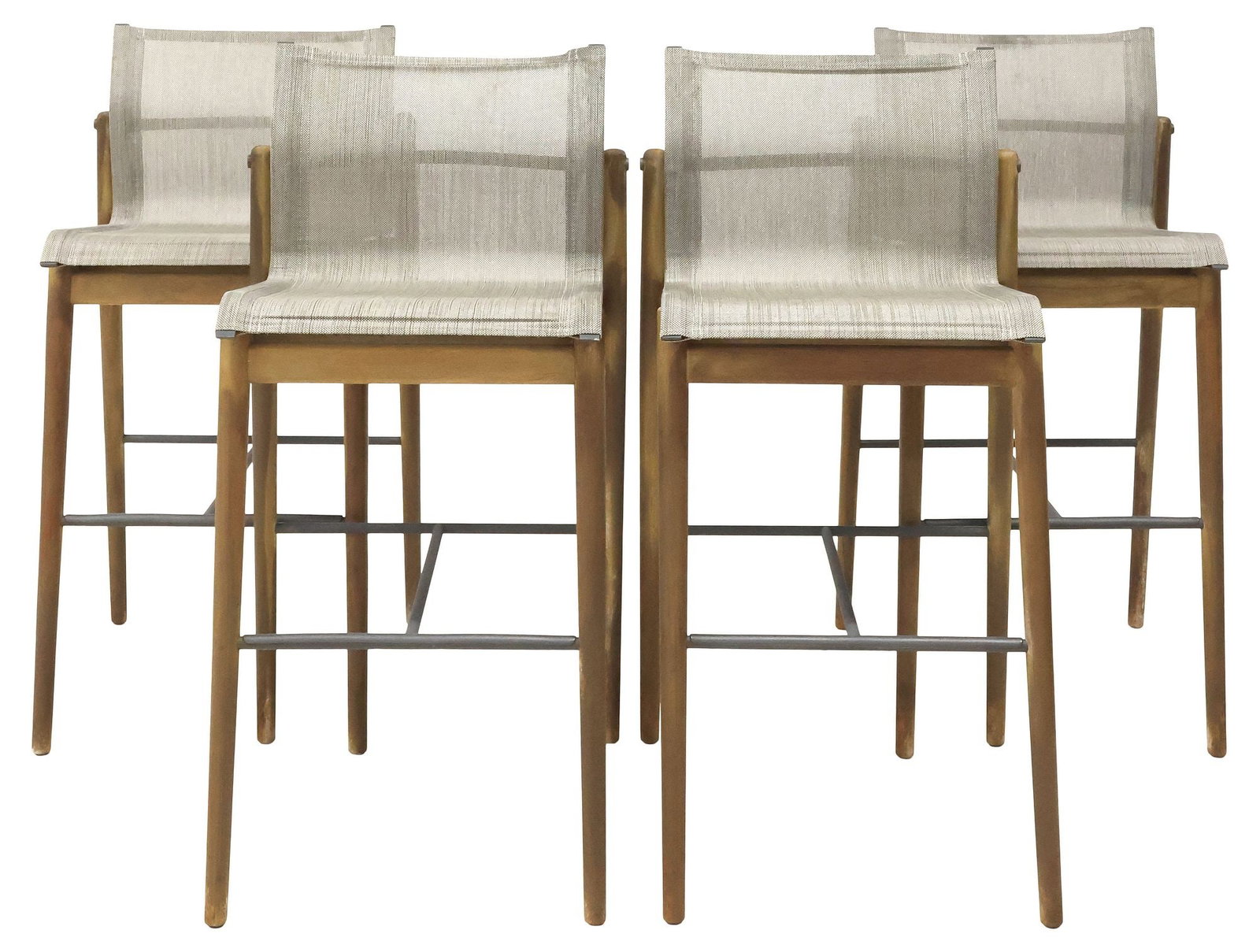 (4) HENRIK PEDERSEN (B.1967) FOR GLOSTER 'SWAY' SLING-SEAT TEAK BAR CHAIRS (1 of 4)