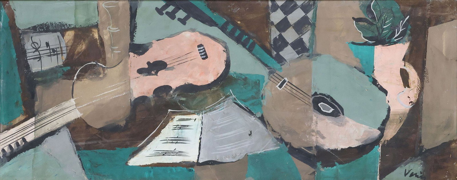 MAURICE VERRIER (1917-2004) ABSTRACT STILL LIFE WITH MUSICAL MOTIFS (1 of 5)