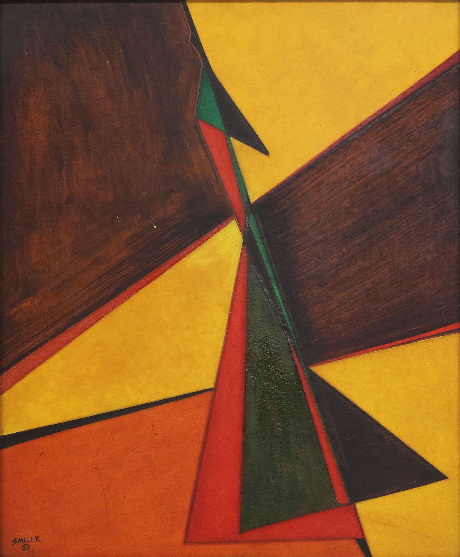 DAVID J. SMILEK (TEXAS, 20TH C.) ABSTRACT OIL ON BOARD PAINTING (1 of 5)