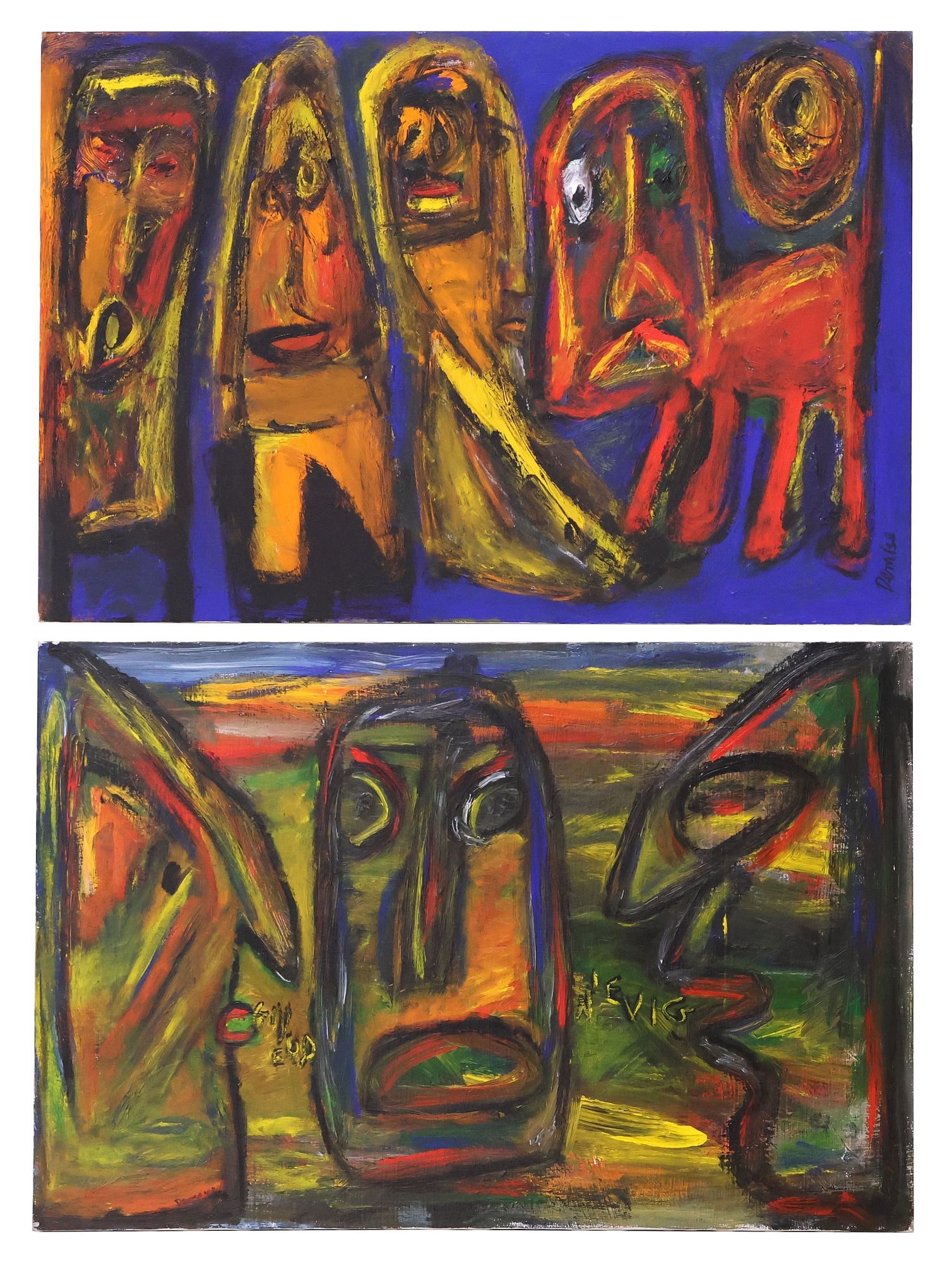 (2) PHIL DEMISE SMITH (B.1947) ACRYLIC ON CANVAS ABSTRACT COMPOSITION PAINTINGS (1 of 6)