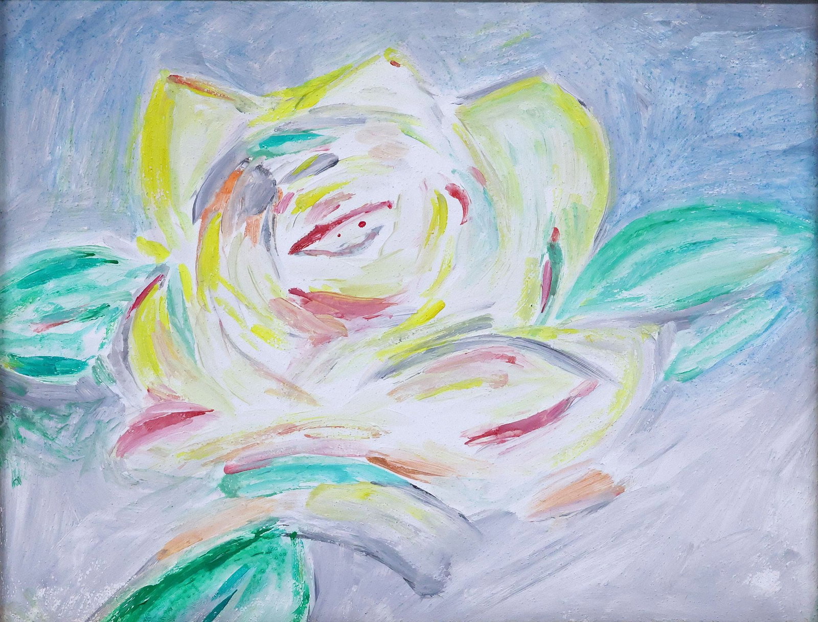 MARTIN J. LEWIS (AUSTIN, TEXAS, B.1974) ACRYLIC PAINTING, ABSTRACT FLOWER (1 of 3)