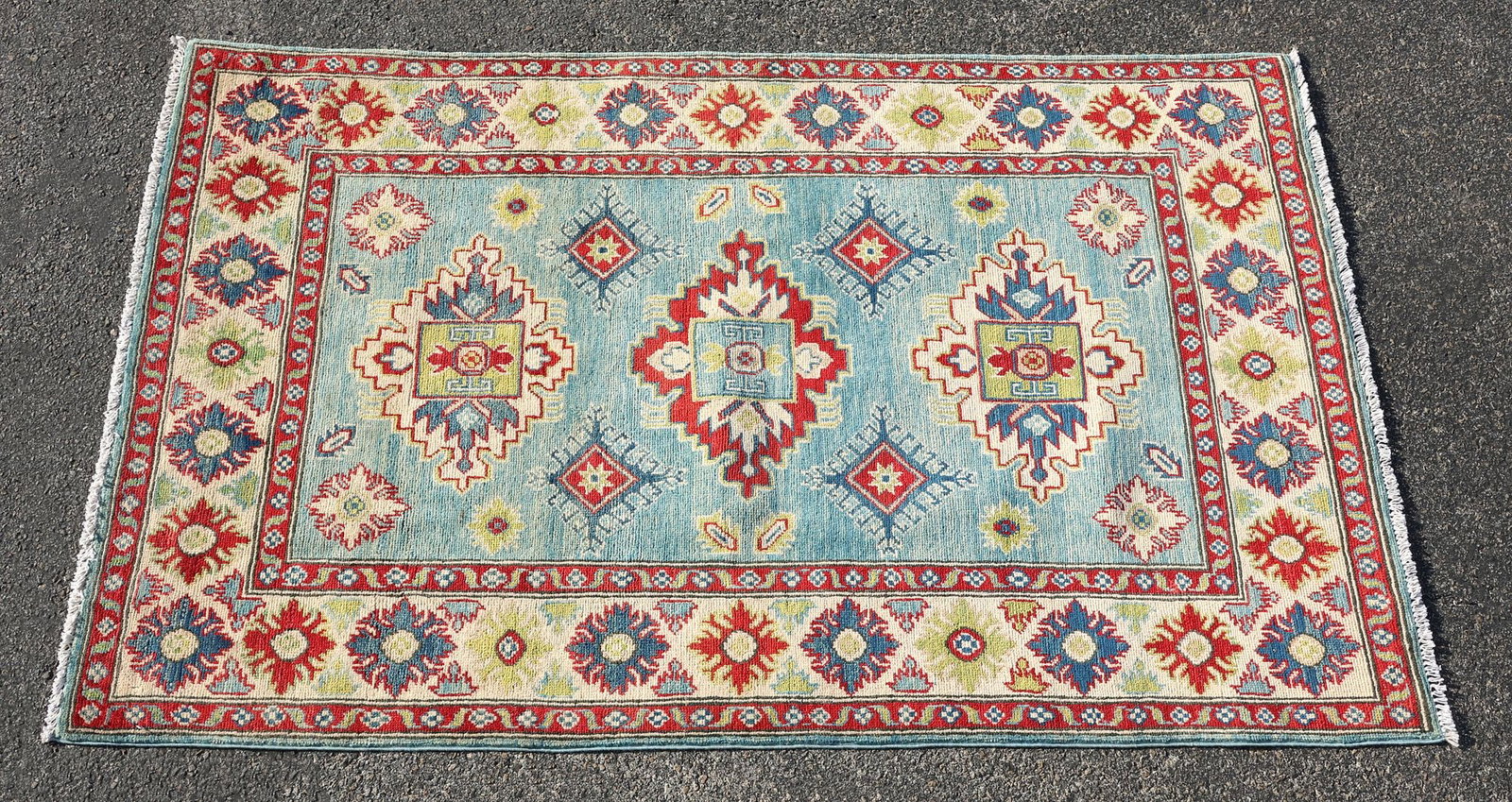 ESTATE HAND-TIED KAZAK RUG, 6'3.75" X 3'11" (1 of 3)