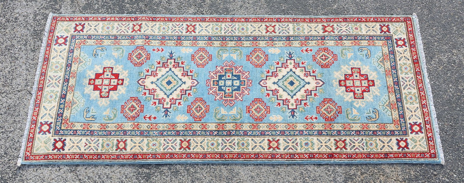 ESTATE HAND-TIED KAZAK RUG, 6'4" X 2'7.75" (1 of 3)