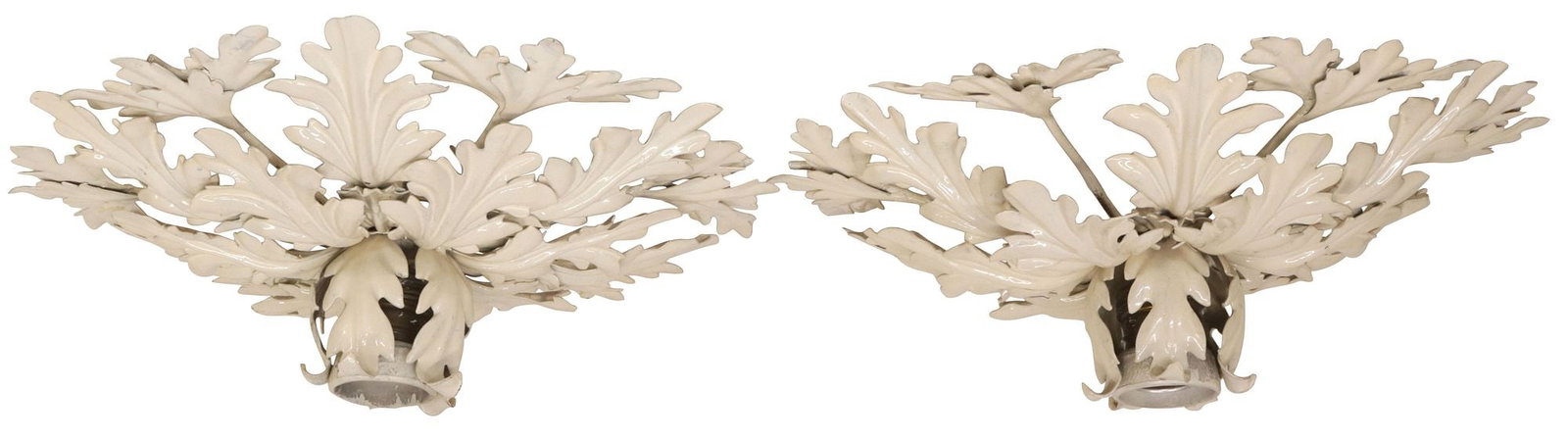 (2) ITALIAN WHITE-PAINTED IRON LEAF-FORM CEILING LIGHTS (1 of 4)