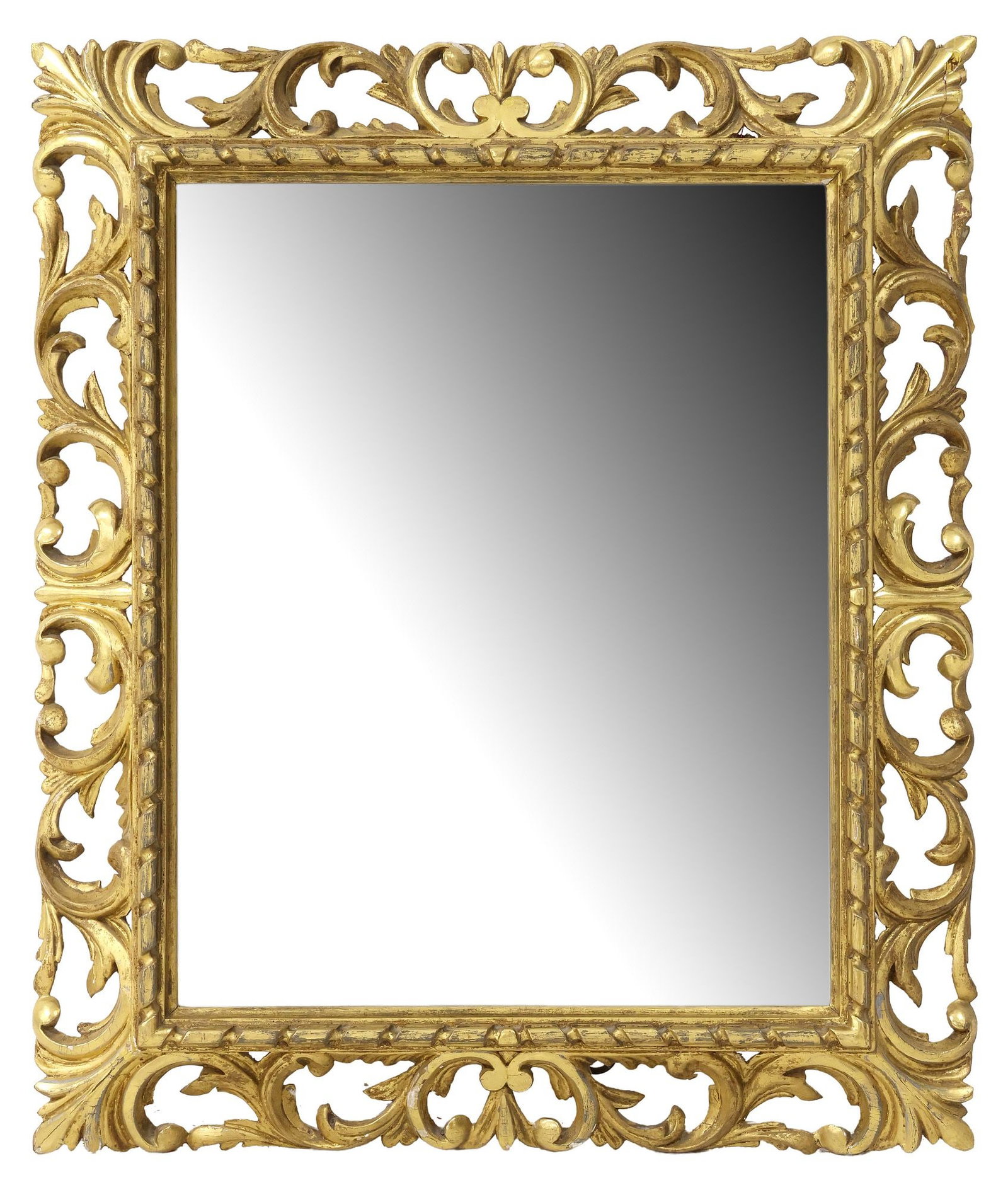 BAROQUE STYLE SCROLLED GILTWOOD BEVELED WALL MIRROR (1 of 4)