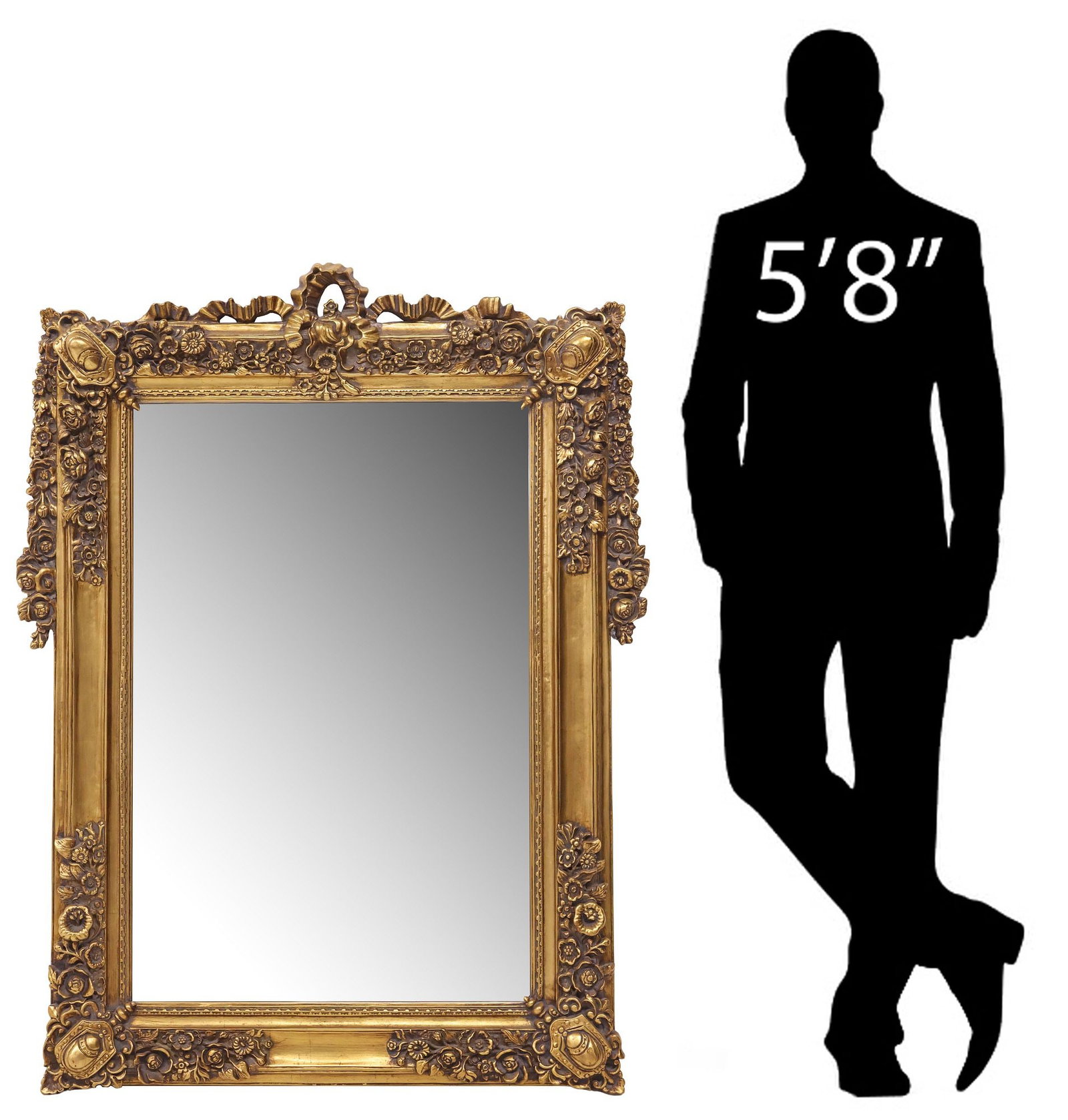 LOUIS XVI STYLE GILT BEVELED WALL MIRROR, 48.5"H (1 of 4)