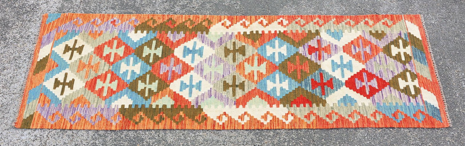 ESTATE FLATWOVEN KILIM RUNNER, 7'10.25" X 2'7.5" (1 of 3)