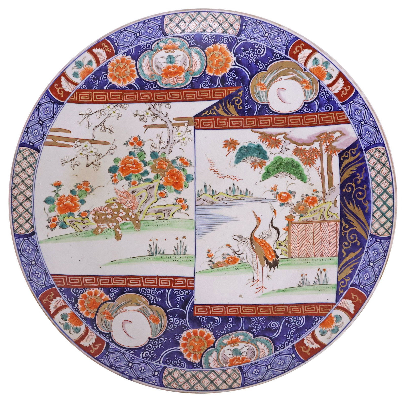 LARGE JAPANESE IMARI PALETTE PORCELAIN CHARGER, 24"DIAM (1 of 2)