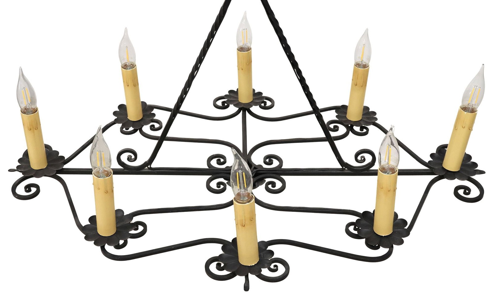 FRENCH WROUGHT IRON SCROLLED 8-LIGHT CHANDELIER (1 of 4)