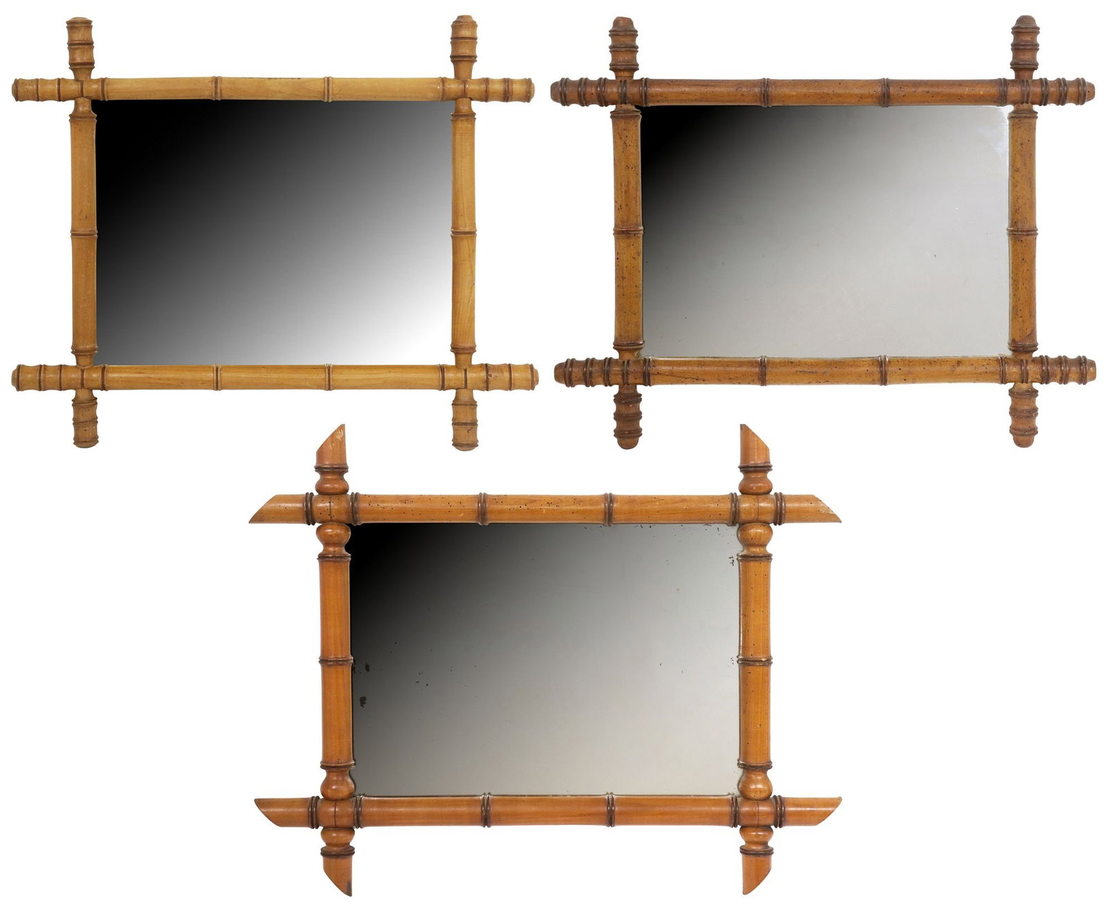 (3) SMALL FRENCH TURNED FAUX BAMBOO WALL MIRRORS (1 of 5)