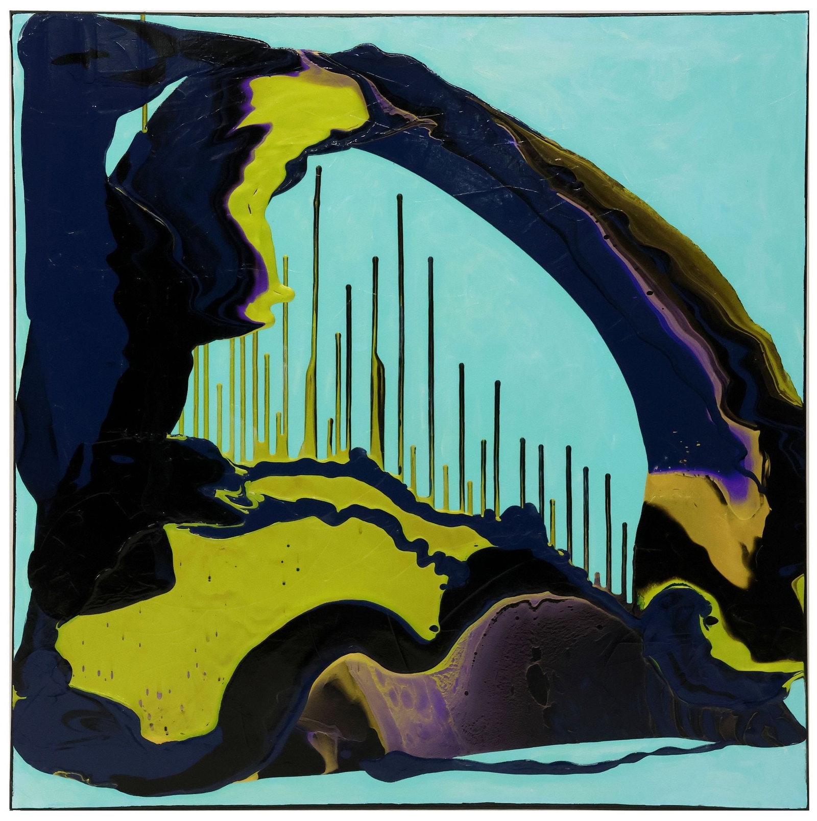 PETRONELLA GREER (B.1945) PAINTING, 'ARCHITECTURAL ECHOES 2,' 36" X 36": Gallery-wrapped acrylic on canvas painting, "Architectural Echoes #2," signed verso Petronella Greer (Texas, b.1945), titled on back stretcher, accompanied by certificate of authenticity